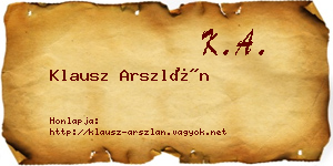 Klausz Arszlán névjegykártya